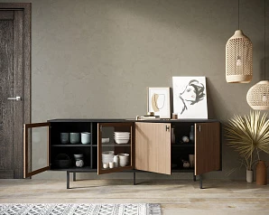 красивый Комод со стеклянными и глухими дверками "Emerson" арт EM13