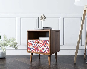 Тумбочка "Berber" с одним ящиком 2 принт арт BB06/Print_02, разноцветная на заказ в интернет-магазине