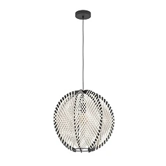 заказать 44006 Подвесной светильник WAVERTON, 1х40W (E27), H1100, ?480, сталь черный / текстиль, дерево, белый, черный