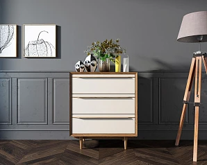 Комод в Скандинавском стиле "Bruni white" на три ящика арт BR07WH на заказ