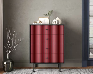 красивый Комод вертикальный с четырьмя ящиками "Emerson" арт EM18/red/L на заказ