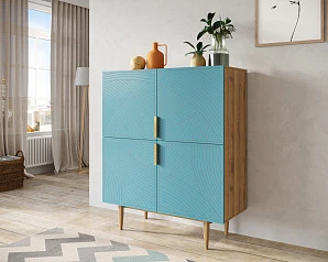 купить красивый Большой комод с четырьмя дверками "Line" LN03/GR1/blue в интернет-магазине