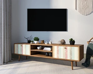 красивые Комод "Berber" с нишей низкий под TV принт 45 арт BB49/Print_45 на заказ