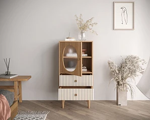 Высокая тумба "Bubble" с двумя ящиками арт BBL11, цвет - орех