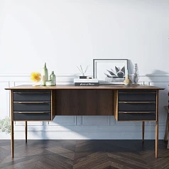 купить Рабочий письменный стол"Bruni Black" с ящиками арт BR47Black в интернет-магазине