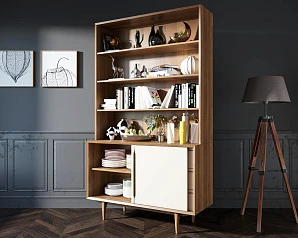 красивый Стеллаж "Bruni White" с дверками арт BR-01WH на заказ