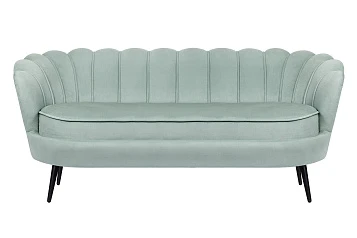 фото Диван ракушка для гостиниц Pearl Triple Green на черных ножках в интерьере
