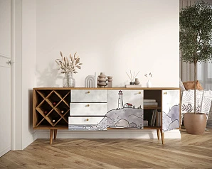 фото Комод "Berber" удлиненный с бутылочницей арт BB15/Print_51