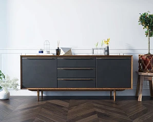 Комод "Brun Black" с тремя ящиками и дверками арт BR-03/Black в интернет-магазине