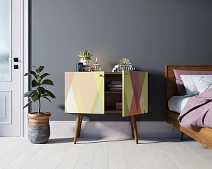 Комод на высоких ножках "Berber" малый принт 16 арт BB13/Print_16 в интерьере