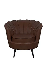 Низкое кресло ракушка Pearl Brown V2 на черных ножках в интерьере