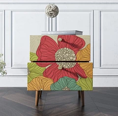 Тумбочка "Berber" с двумя ящиками 5 принт арт BB03/Print_05, разноцветная в интерьере