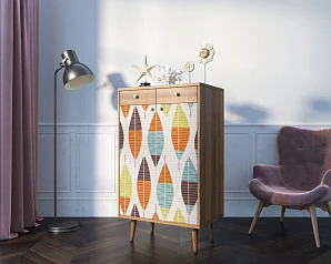 Комод "Berber" два ящика и дверки 48 принт арт BB46/Print_48 в интерьере