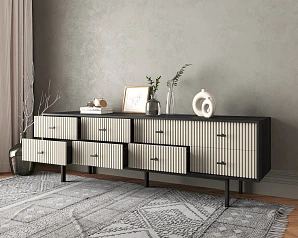 стильный Комод с восемью ящиками "Emerson" арт EM03/milky/L