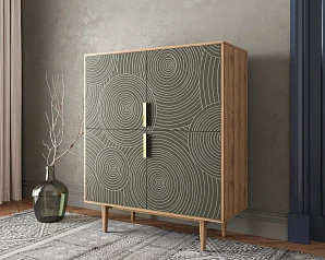 красивые Большой комод с четырьмя дверками "Line" R19/browngrey на заказ
