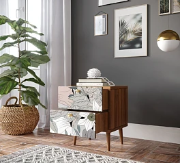 Тумбочка "Berber" с двумя ящиками 50 принт арт BB03/Print_50, разноцветная