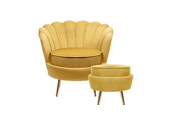 Кресло с пуфом ракушка Pearl Yellow в интернет-магазине
