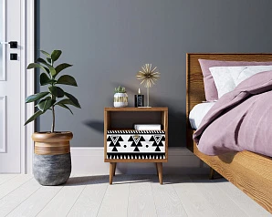 Тумбочка "Berber" с одним ящиком 19 принт арт BB06/Print_19, разноцветная