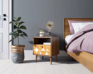 Тумбочка "Berber" с одним ящиком 14 принт арт BB06/Print_14, разноцветная в интерьере