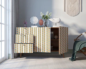 Комод "Berber" с двумя дверками и ящиками принт 23 арт BB17/Print_23 в интерьере