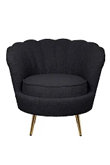 Низкое кресло ракушка Pearl Black Boucle