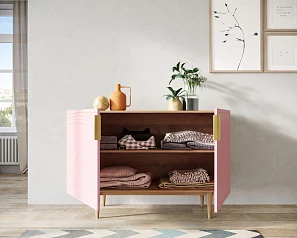 стильный Комод с двумя дверками "Line" LN01/GR1/pink