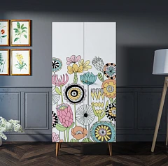 Шкаф малый двухстворчатый "Berber" принт 3 арт BB08/Print_03 в интерьере