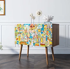 купить красивые Комод на высоких ножках "Berber" малый 1 принт арт BB13/Print_01