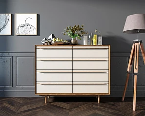 купить Комод "Bruni white" на восемь ящиков арт BR06WH