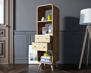 красивый Стеллаж "Ellipse print" узкий с ящиками принт 1 арт EL17/print_01