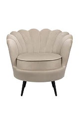 красивое Низкое кресло ракушка Pearl Taupe на черных ножках