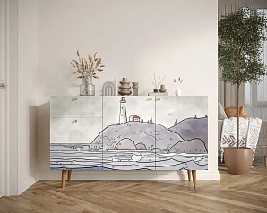 красивый Комод "Berber" с двумя дверками и ящиками арт BB17/Print_51 на заказ
