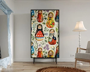 Шкаф двухдверный "Emerson" Матрешки арт EM091/Art04 в интерьере