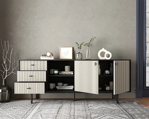 фото Комод с дверками и нишей "Emerson" арт EM15/milky/L в интерьере