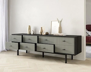 купить стильный Комод с восемью ящиками "Emerson" арт EM03/gray/L в интернет-магазине