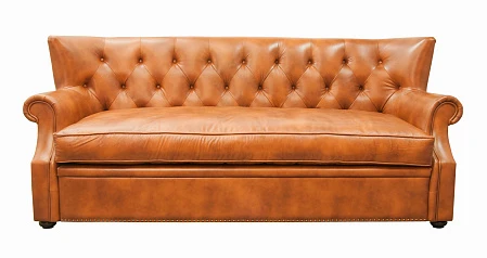 фото Кожаный диван лофт Tesco коричневый в интерьере