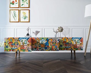 Комод "Berber" с ящиками низкий под TV принт 1 арт BB19/Print_01 на заказ в интернет-магазине