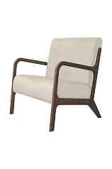 Низкое кресло с деревянными подлокотниками Mody Beige бежевый в интерьере