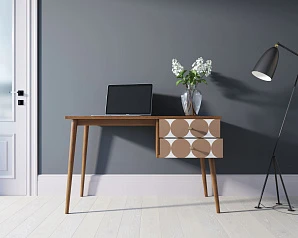 Стол рабочий "Berber" принт 17 с одной тумбой арт BB20/Print_17 в интерьере