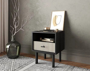 купить стильные Тумбочка с нижним ящиком "Emerson" арт EM17/milky/L в интернет-магазине