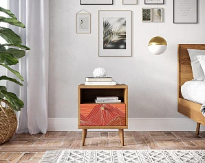 фото Тумбочка "Berber" с одним ящиком 49 принт арт BB06/Print_49, разноцветная в интерьере