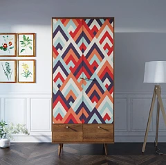 Шкаф двухстворчатый "Berber" принт 2 арт BB16/Print_02 в интерьере