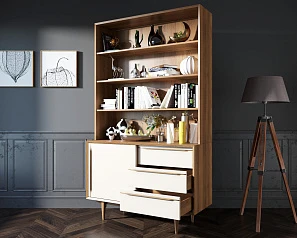 красивый Стеллаж "Bruni White" с дверками арт BR-01WH на заказ