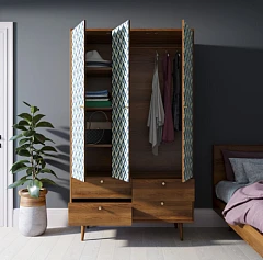 красивый Шкаф трехстворчатый "Berber" принт 13 арт BB02/Print_13