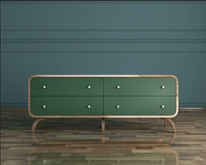 фото Комод "Ellipse" с изумрудными накладками арт EL01G в интерьере