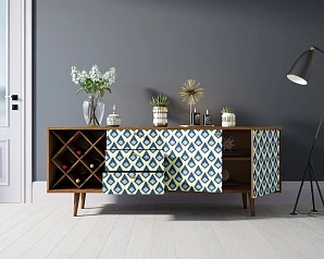 Комод "Berber" удлиненный с бутылочницей 13 принт арт BB15/Print_13 на заказ
