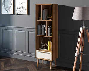 красивый Узкий стеллаж "Bruni white" арт BR26WH на заказ