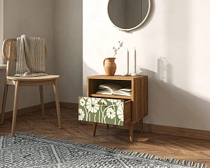 красивые Тумбочка "Berber" с одним ящиком 53 принт арт BB06/Print_53, разноцветная