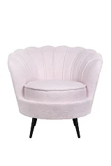 Низкое кресло ракушка Pearl Pink Boucle на черных ножках в интернет-магазине