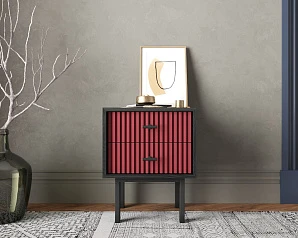 купить стильные Тумбочка с двумя ящиками "Emerson" арт EM16/red/L